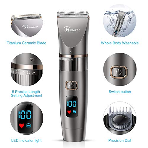 Hatteker Mens Beard Trimmer Cordless Hair Trimmer Hair Clipper Detail Trimmer 3 In 1 for Men Hair Cutting Kit Men's Grooming Kit Waterproof