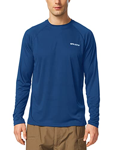 BALEAF Men's Long Sleeve Shirts Lightweight UPF 50+ Sun Protection SPF T-Shirts Fishing Hiking Running Ocean Blue Size XL