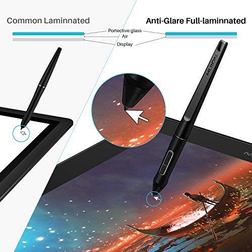 HUION KAMVAS Pro 16 Graphics Drawing Tablet with Screen Full-Laminated Tilt Battery-Free Stylus Touch Bar Adjustable Stand, Compatible with Windows, Mac and Linux, 15.6inch Pen Display