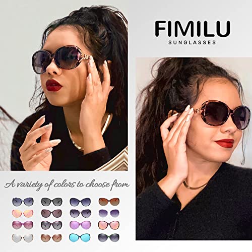 FIMILU Classic Oversized Sunglasses for Women Polarized UV400 Protection Lenses Ladies Fashion Retro HD Sun Glasses (A0 Floral Frame Oversized Polarized Sunglasses)