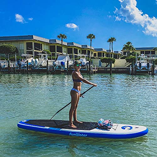 FunWater Stand Up Paddle Board 11'x33''x6'' Ultra-Light (20.4lbs) Inflatable Paddleboard with ISUP Accessories,Three Fins,Adjustable Paddle, Pump,Backpack, Leash, Waterproof Phone Bag