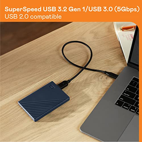 WD 2TB My Passport for Mac Portable External Hard Drive HDD with backup software and password protection, Blue - WDBA2D0020BBL-WESN