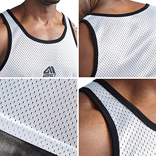 AIMPACT Mens Athletic Shirts Gym Bodybuilding Tank Tops Work Out Quick Drying Sleeveless(White M)