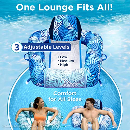 AQUA Zero Gravity Pool Chair Lounge, Inflatable Pool Chair, Adult Pool Float, Heavy Duty, Blue Fern