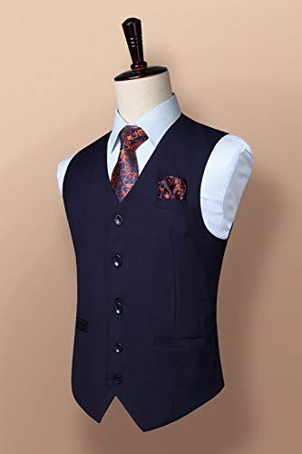Enlision Men's Suit Vest in Navy Blue - Sharpens your formal look.