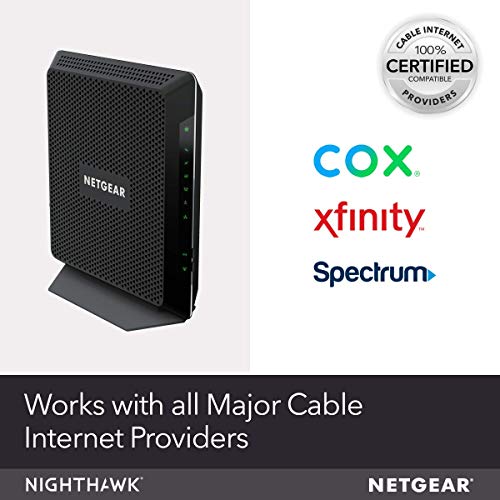 Netgear Nighthawk Cable Modem WiFi Router Combo C7000-Compatibility Cable Providers including Xfinity by Comcast, Spectrum, Cox (Renewed)