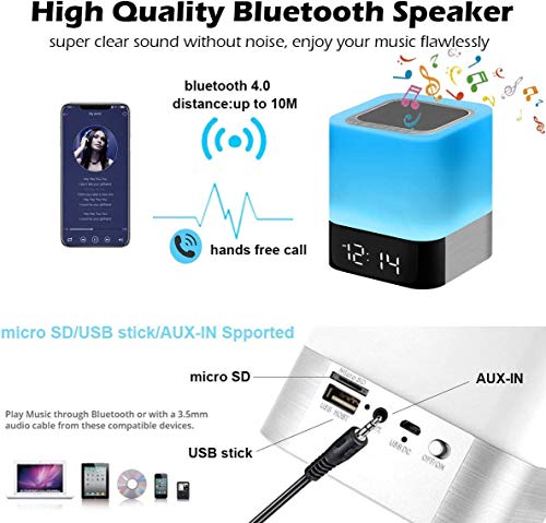 Gallstep Bluetooth Speaker with colorful bedside lamp and alarm clock