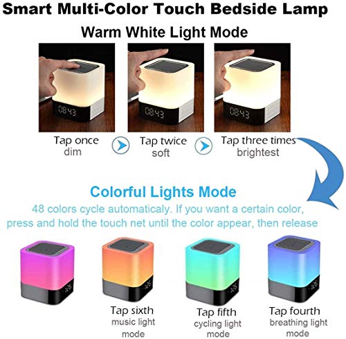 Gallstep Bluetooth Speaker with colorful bedside lamp and alarm clock