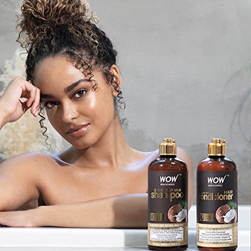 WOW Skin Science Coconut Milk Shampoo and Conditioner Set - Coconut Shampoo & Coconut Conditioner Set - Shampoo Conditioner Set Paraben Sulfate Free - Shampoo & Conditioner Set for Curly Hair