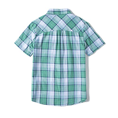 Tronjori Boys' Short Sleeve Button Down Woven Shirt(14,Olive Check)
