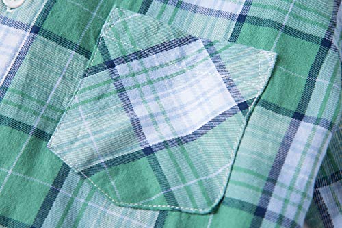 Tronjori Boys' Short Sleeve Button Down Woven Shirt(14,Olive Check)