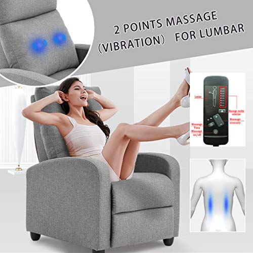 Recliner Chair for Living Room Massage Recliner Sofa Reading Chair Winback Single Sofa Home Theater Seating Modern Reclining Chair Easy Lounge with PU Leather Padded Seat Backrest