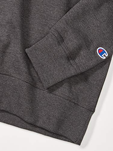 Champion Men's Powerblend Fleece Crew, Left Chest Script, Granite Heather, MEDIUM