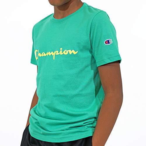 Champion Boys Heritage Short Sleeve Cotton Logo Tee Kids (Heritage Navy, Large)