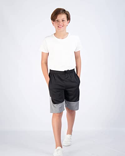 5 Pack: Big Boys Girls Youth Clothing Knit Mesh Active Athletic Performance Basketball Soccer Lacrosse Tennis Exercise Summer Gym Golf Running Teen Running Shorts Quick Dry Fit Knit-Set 7- L (12/14)