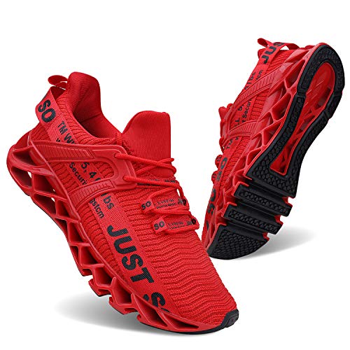 UMYOGO Women's Lightweight Casual Walking Athletic Shoes Breathable Mesh Work Slip-on Sneake Red