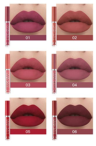 BestLand 6Pcs Matte Liquid Lipstick Makeup Set, Matte liquid Long-Lasting Wear Non-Stick Cup Not Fade Waterproof Lip Gloss (Set A)