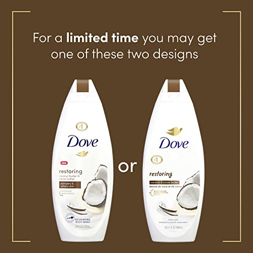 Dove Purely Pampering Body Wash for Dry Skin Coconut Butter and Cocoa Butter Effectively Washes Away Bacteria While Nourishing Your Skin 22 oz, 4 count