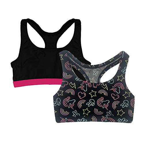 Popular Girls Sports Racerback Bra - Girls Sports Bras. Training Bras for Girls & Teens 2pk Unicorn XL