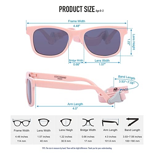 COCOSAND Baby Sunglasses with Strap, Baby Pink