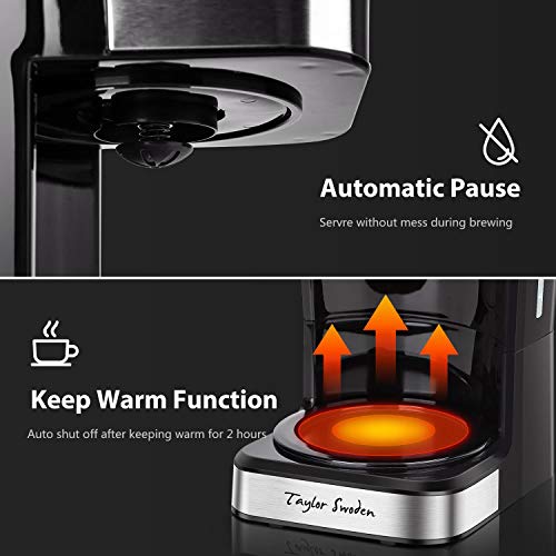Programmable Coffee Maker, 4-12 Cups Drip Coffee Machine with Glass Carafe, Regular & Strong Brew, Pause & Serve for Home and Office, Taylor Swoden