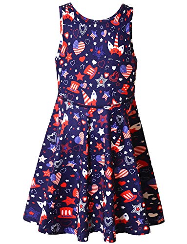 QPANCY 4th July Dresses for Girls 6X 7 USA Flag Unicorn Clothes Theme Party Outfits 6 7