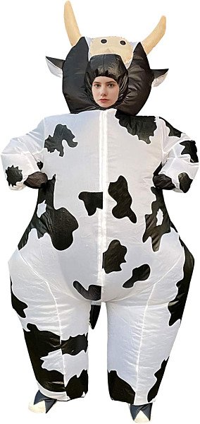 Arokibui Inflatable Cow Costume Blow up Costume for Cosplay Party Festival Halloween Parade Carnival Suit Jumpsuit
