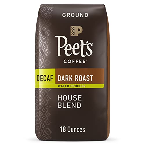 Peet's Coffee, Dark Roast Decaffeinated Ground Coffee - Decaf House Blend 18 Ounce Bag, Packaging May Vary
