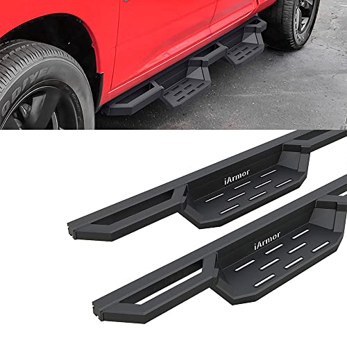 HD Ridez Aluminum Drop Steps Armor Compatible with Dodge Ram 1500 2009-2018 Quad Cab (Drilling Required for Some Models) (Nerf Bar Side Steps Side Bars)
