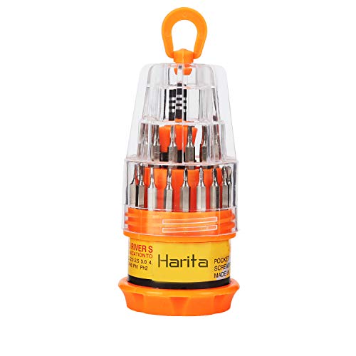 Harita Small Screwdriver Set Magnetic, 31 in 1 Mini Repair Tool Kit for iPhone, iPad, Computer, Laptop, Watch, Glasses, PC, Camera, Electronic, Non-Slip Handle