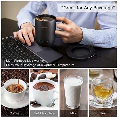 VSITOO S3 Pro Temperature Control Smart Mug with Lid, Coffee Mug Warmer with Mug for Desk Home Office, App Controlled Heated Coffee Cup, Self Heating Coffee Mug 14 oz, Electric Mug - Improved Design