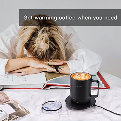 VSITOO S3 Pro Temperature Control Smart Mug with Lid, Coffee Mug Warmer with Mug for Desk Home Office, App Controlled Heated Coffee Cup, Self Heating Coffee Mug 14 oz, Electric Mug - Improved Design