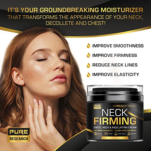 Neck Firming Cream - Anti Wrinkle Cream - Saggy Neck Tightener & Double Chin Reducer Cream - Collagen & Retinol Skin Tightening Cream - Anti Aging Moisturizer for Neck & Décolleté