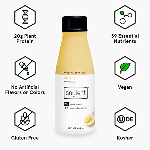 Soylent Plant Based Creamy Chocolate Meal Replacement Shake, Contains 20g Complete Vegan Protein, Ready-to-Drink, 14oz, 12 Pack