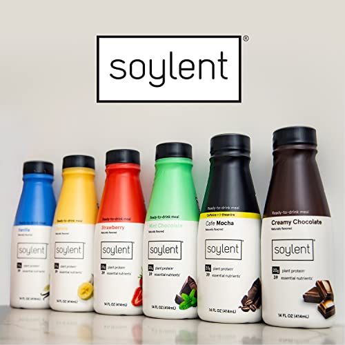 Soylent Plant Based Creamy Chocolate Meal Replacement Shake, Contains 20g Complete Vegan Protein, Ready-to-Drink, 14oz, 12 Pack