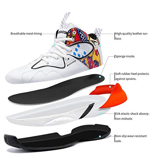 Boys Basketball Shoes Comfortable Kids Sneakers Youth Mid-top Slip-on Girls Running Shoes Lightweight Kids Shoes High-Top Outdoor Trainers for Unisex Kids Durable Sport Shoes White Red big kid size 4
