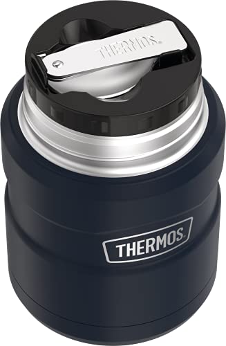 THERMOS Stainless King Vacuum-Insulated Food Jar with Spoon, 16 Ounce, Midnight Blue