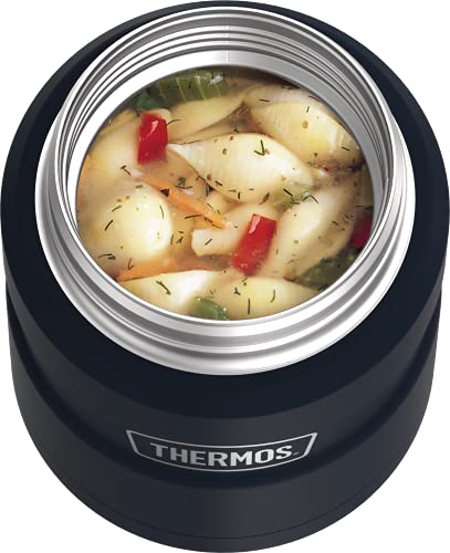 THERMOS Stainless King Vacuum-Insulated Food Jar with Spoon, 16 Ounce, Midnight Blue