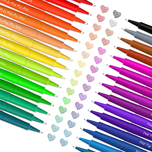 30 Colors Felt Tip Pens, Medium Point Felt Pens, Lelix Assorted Colors Markers Pens For Journaling, Writing, Note Taking, Planner Coloring, Perfect for Art Office and School Supplies
