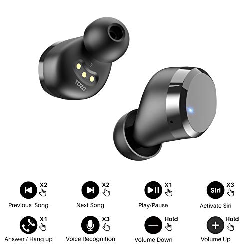 TOZO T12 Wireless Earbuds Bluetooth Headphones Premium Fidelity Sound Quality Wireless Charging Case Digital LED Intelligence Display IPX8 Waterproof Earphones Built-in Mic Headset for Sport