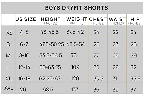 5 Pack: Quick Dry Fit Dri-Fit Big Boys Girls Youth Clothing Knit Active Athletic Performance Basketball Soccer Lacrosse Tennis Exercise Summer Activewear Gym Teen Running Shorts -Set 8- XL (16/18)