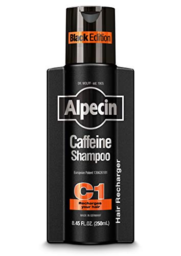 Alpecin Caffeine Shampoo C1 Black Edition, Men's Natural Hair Growth Shampoo for Thinning Hair with Niacin, Menthol, and Castor Oil, 8.45 fl. oz.