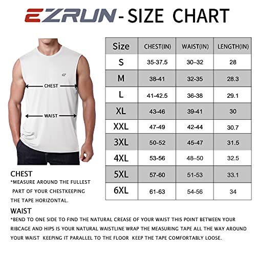 EZRUN Men's Workout Sleeveless Shirts Quick Dry Muscle Swim Shirt Gym Fitness Running Beach Tank Tops(White,S)