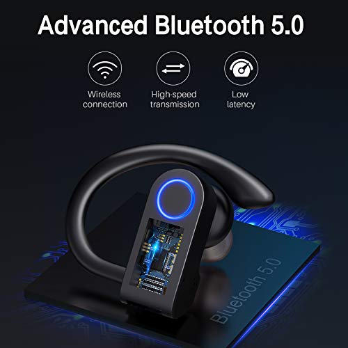Wireless Earbuds, Bluetooth 5.0 Running Headphones Stereo Deep Bass Sport Earphones Built-in Mic Digital LED Display 30Hrs Playtime Headset with Ear Hooks for Sports Running Gym
