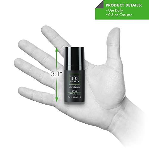 Tiege Hanley Eye Cream for Men (EYES) | Morning and Night | Caffeine to Fight Dark Circles and Wrinkles like a Ninja | Fragrance Free for Sensitive Skin | 0.5 Ounces