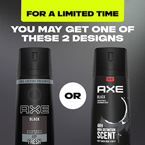 AXE Black Mens Body Spray Deodorant 48hr Odor Protection Frozen Pear & Cedarwood Aluminum Free Deodorant Body Spray 4.0 oz 4 Count