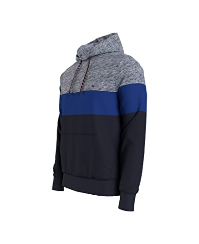 Tommy Hilfiger Men's Logo Hoodie Sweatshirt, BA8NF004 Blue Heather, MD