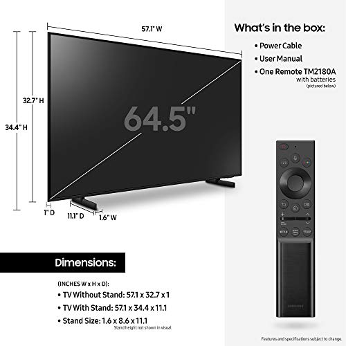 SAMSUNG 65-Inch Class Crystal UHD AU8000 Series - 4K UHD HDR Smart TV with Alexa Built-in (UN65AU8000FXZA, 2021 Model), Black