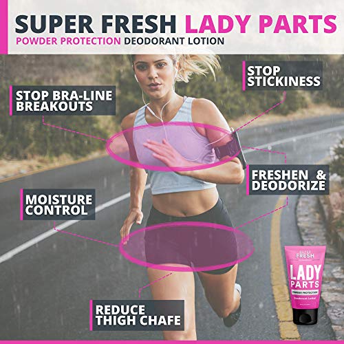 Lady Parts Feminine Hygiene Body Powder Deodorant Lotion For Breasts, Private Parts, Crotch & Inner Thigh to Stop Odor & Friction - Aluminum Free Deodorant For Women - No Talc or Parabens - POWDER PROTECTION - CocoVanilla Scent - 4oz
