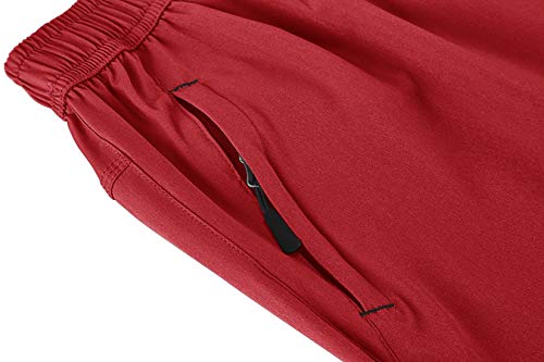 TBMPOY Men's Running Shorts Outdoor Sports Quick Dry Gym Running Short Zipper Pockets Red XXXL